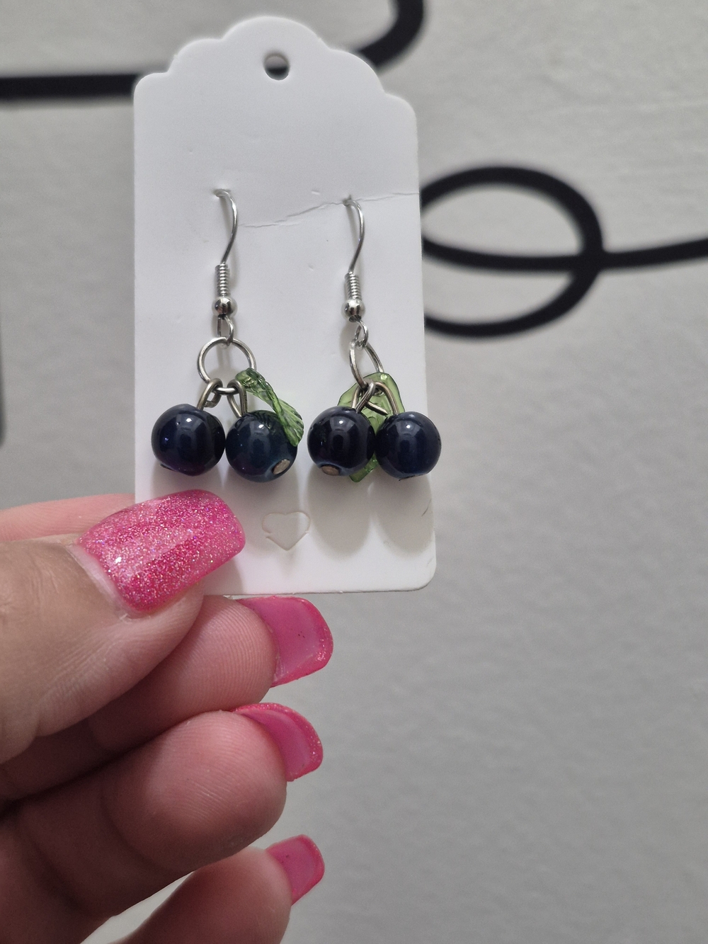 Cute Blueberries Dangling Earrings ☆ Boho Chic Illusive Design Lightweight UniQ